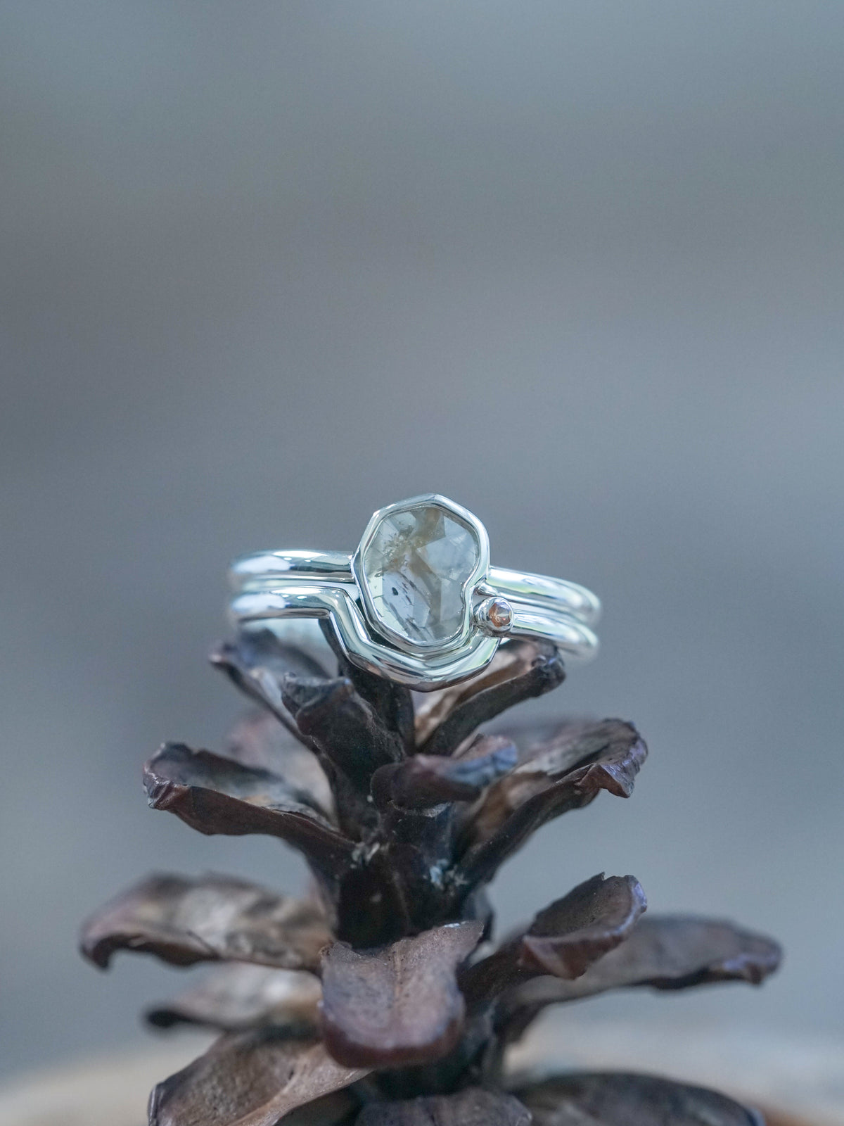 Rustic Diamond Slice Ring Set - Gardens of the Sun | Ethical Jewelry