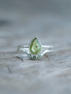 Sphene and Green Garnet Ring Set - Gardens of the Sun | Ethical Jewelry