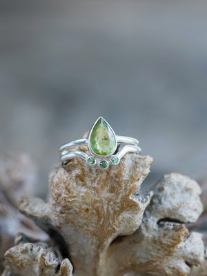 Sphene and Green Garnet Ring Set - Gardens of the Sun | Ethical Jewelry