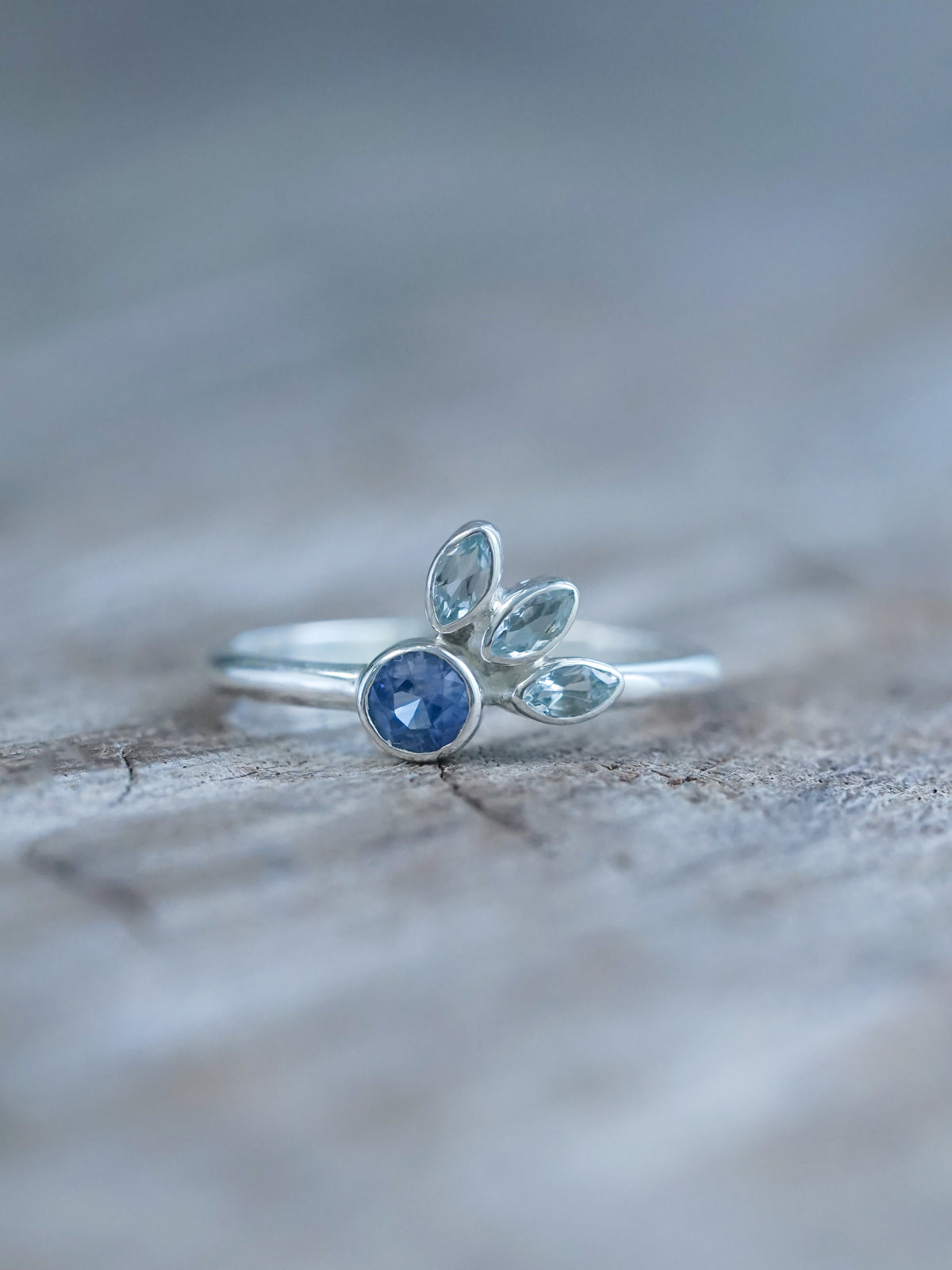 Sapphire and Aquamarine Ring - Gardens of the Sun | Ethical Jewelry