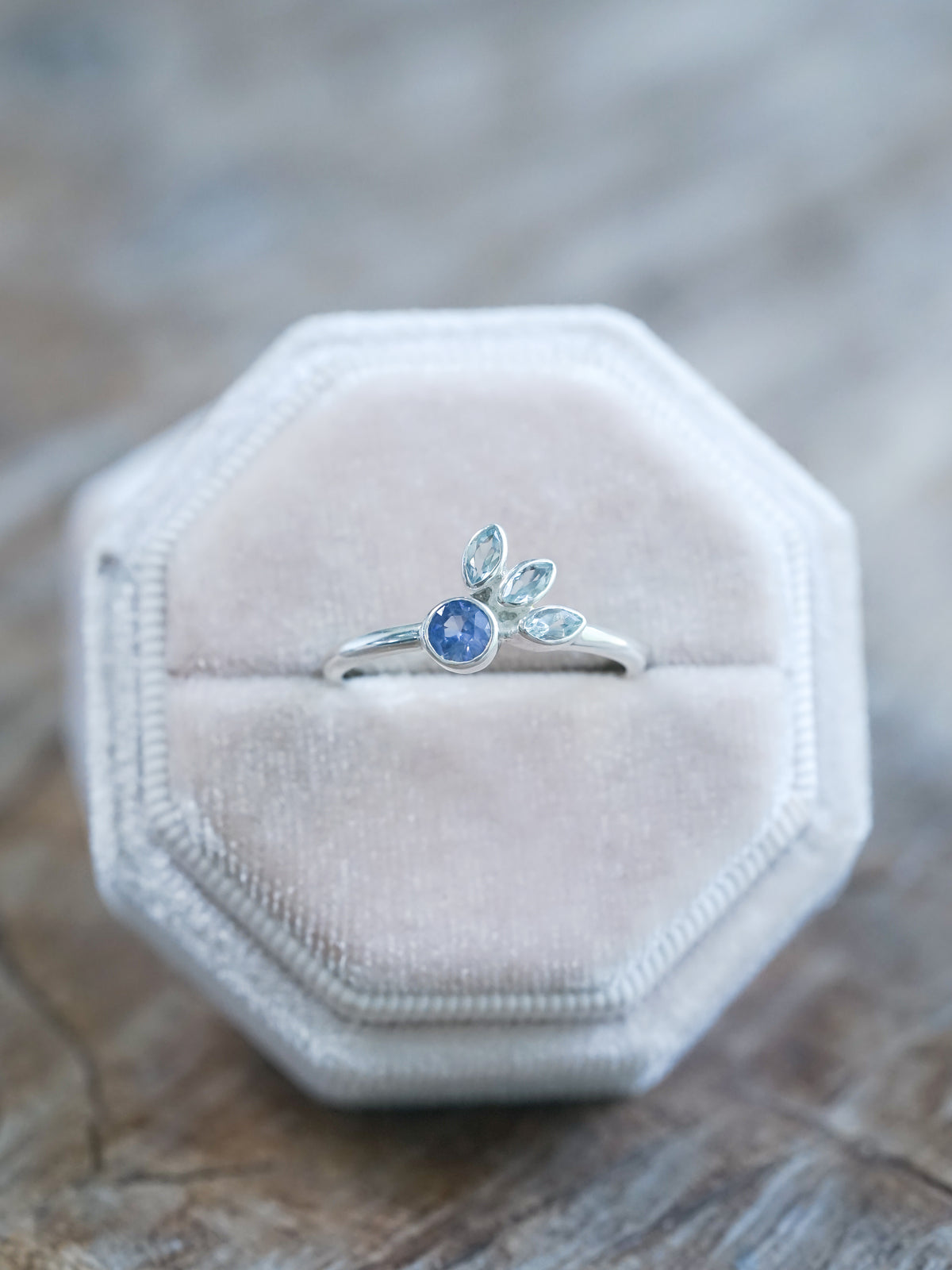 Sapphire and Aquamarine Ring - Gardens of the Sun | Ethical Jewelry