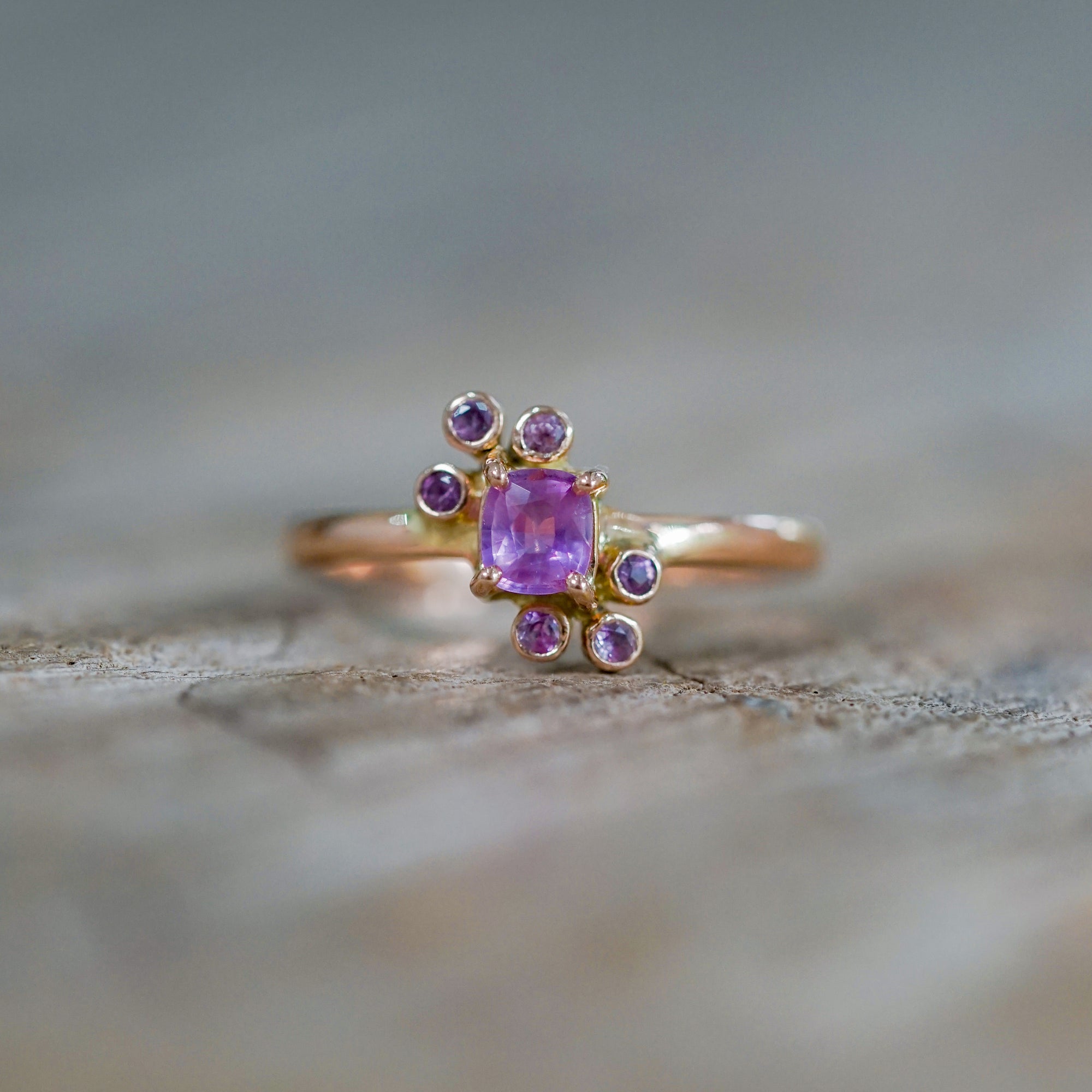Pink Sapphire Cluster Ring in Rose Gold - Gardens of the Sun | Ethical Jewelry