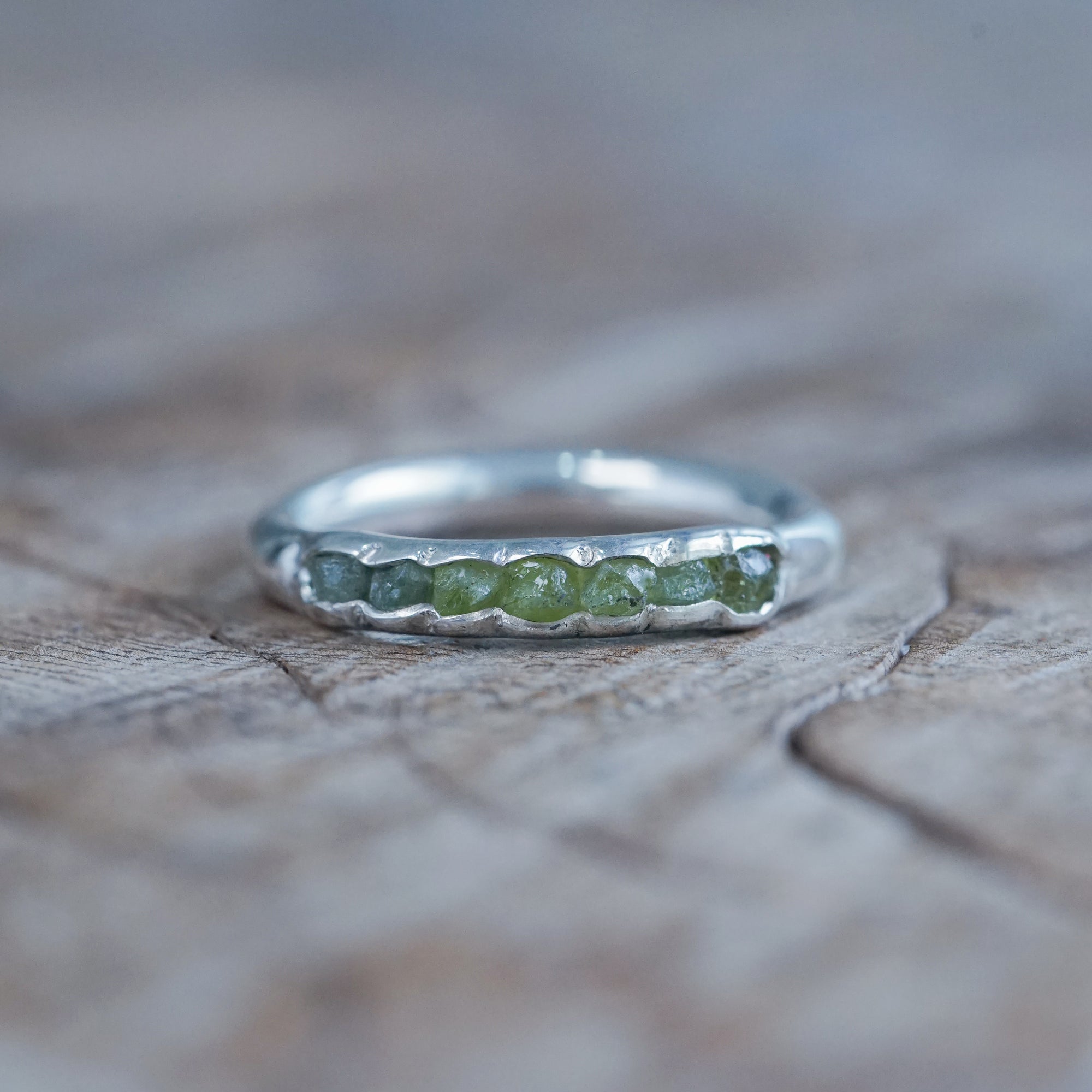 Peridot and Sapphire Hidden Gems Ring - Size 4