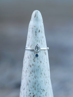White Topaz and Sapphire Ring - Size 6