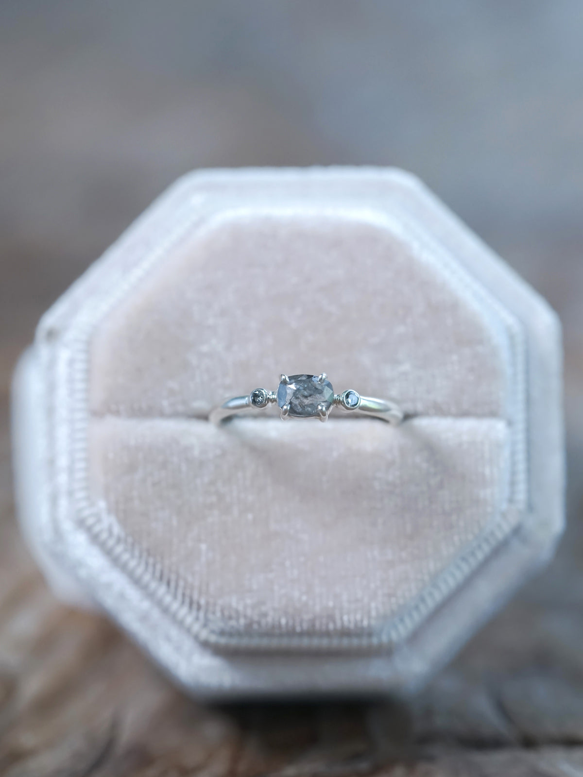 Salt and Pepper Diamond Ring in Silver - Gardens of the Sun | Ethical Jewelry