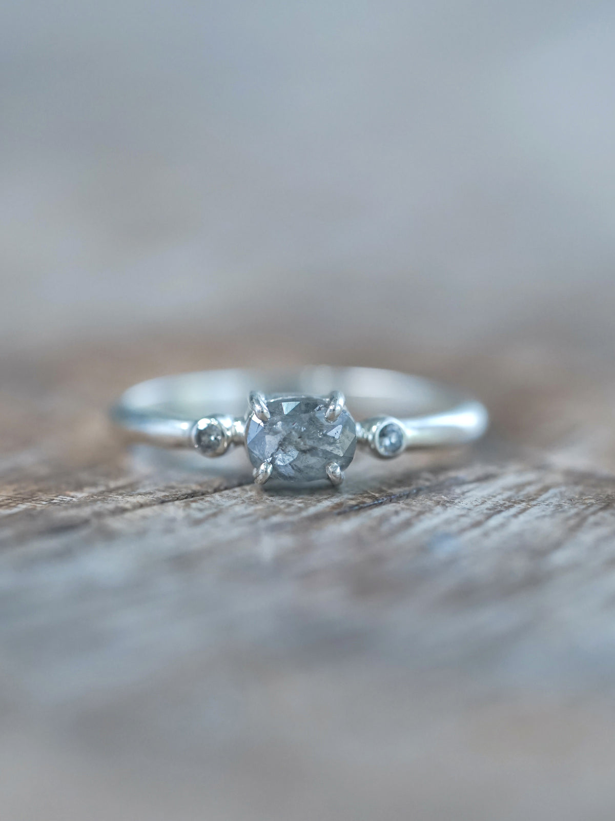 Salt and Pepper Diamond Ring in Silver - Gardens of the Sun | Ethical Jewelry