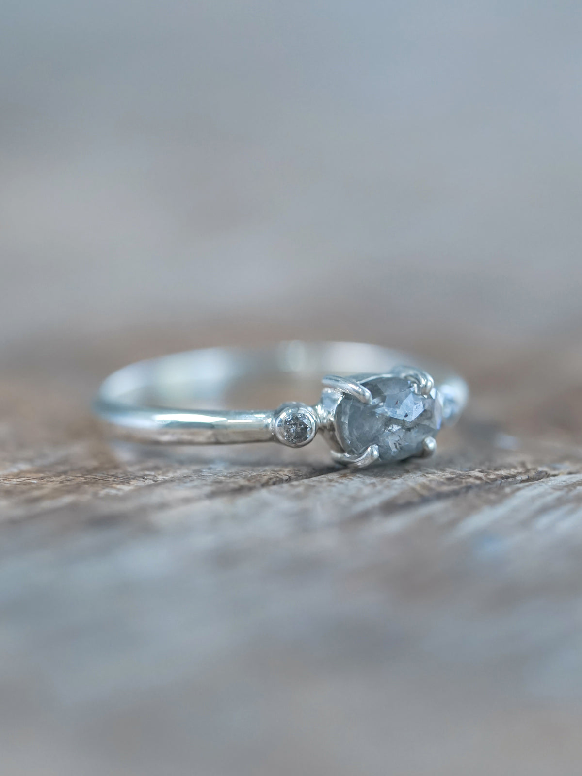 Salt and Pepper Diamond Ring in Silver - Gardens of the Sun | Ethical Jewelry