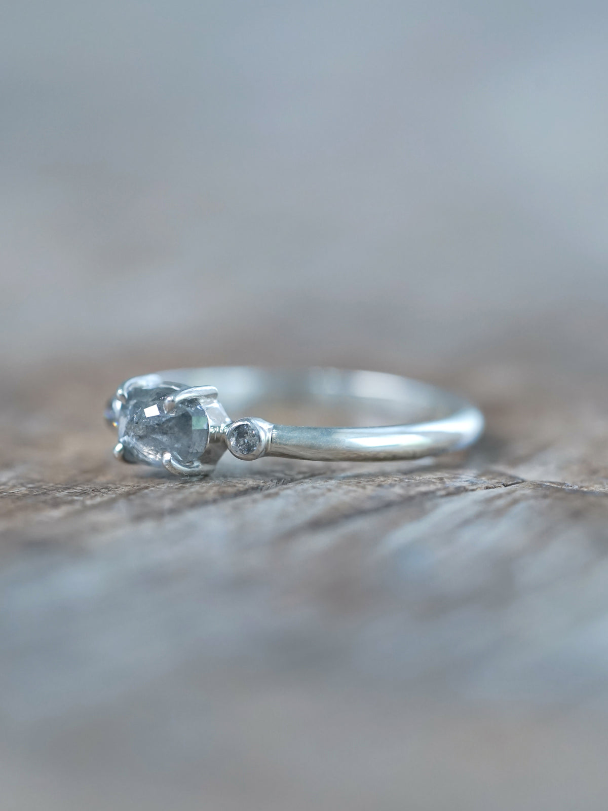 Salt and Pepper Diamond Ring in Silver - Gardens of the Sun | Ethical Jewelry