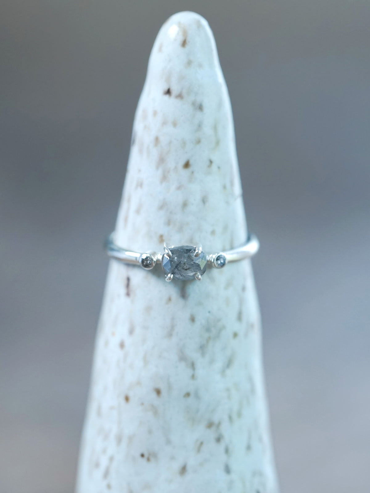 Salt and Pepper Diamond Ring in Silver - Gardens of the Sun | Ethical Jewelry