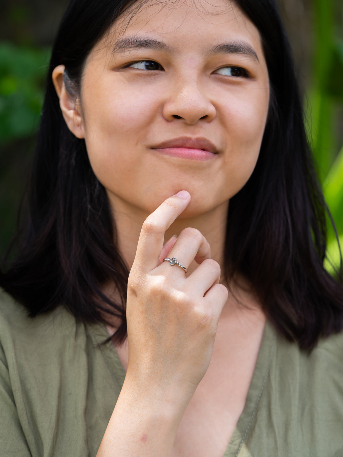 Salt and Pepper Diamond and Pearl Ring in White Gold - Size 6.5 - Gardens of the Sun | Ethical Jewelry