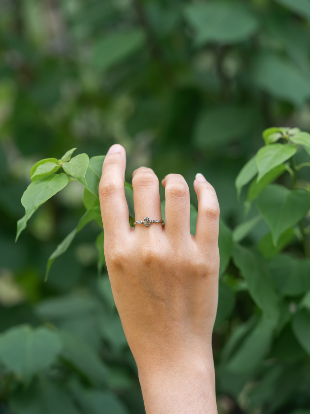 Salt and Pepper Diamond and Pearl Ring in White Gold - Size 6.5 - Gardens of the Sun | Ethical Jewelry