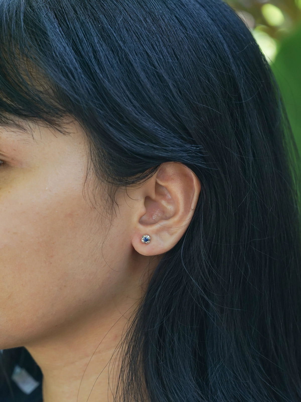 Blue Sapphire Flower Earrings