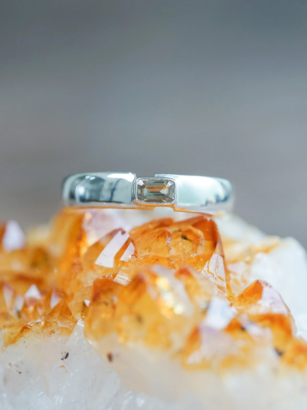 Men’s Sapphire Ring with Baguette Cut Sapphire