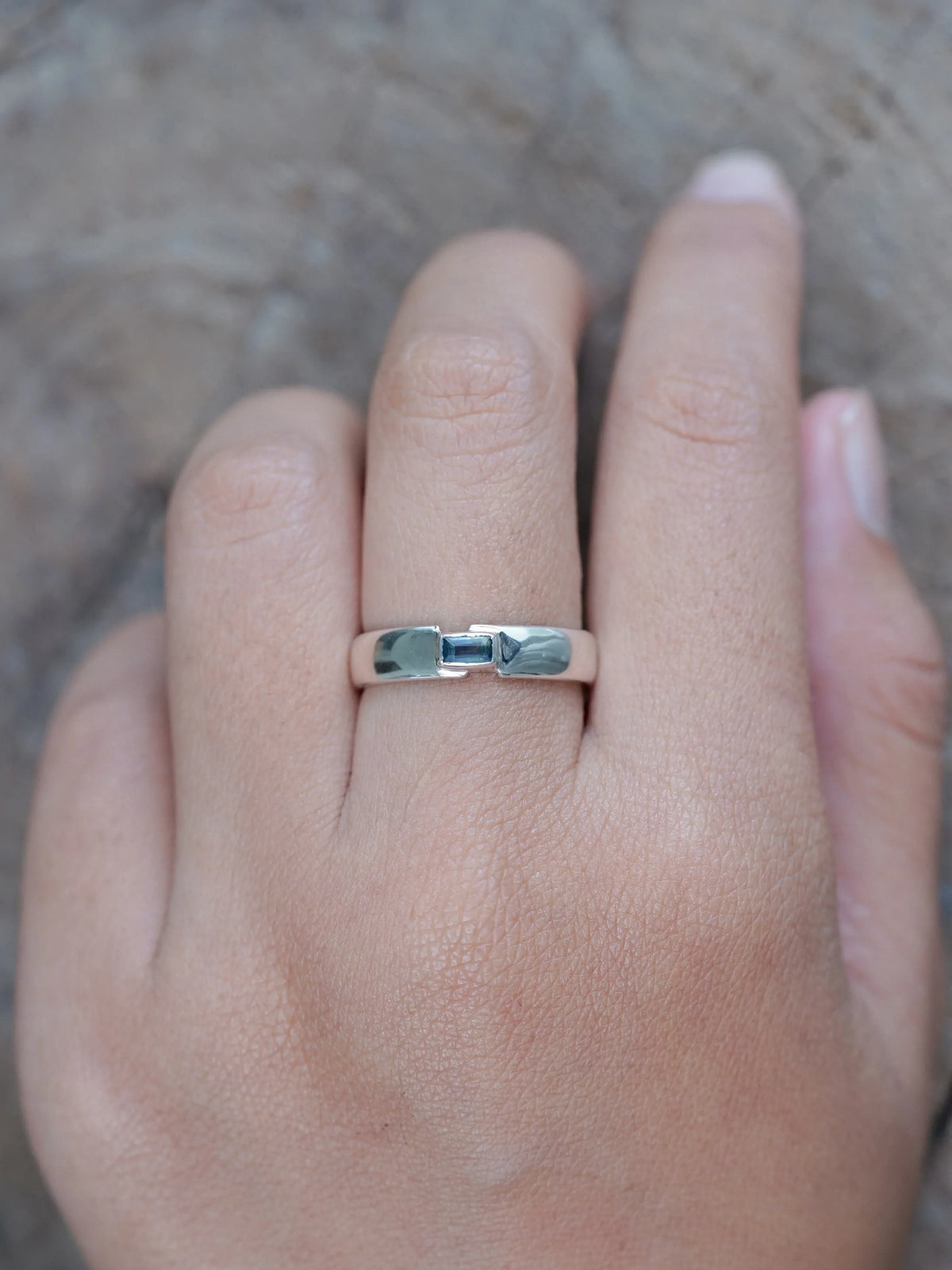 Men’s Sapphire Ring with Baguette Cut Sapphire