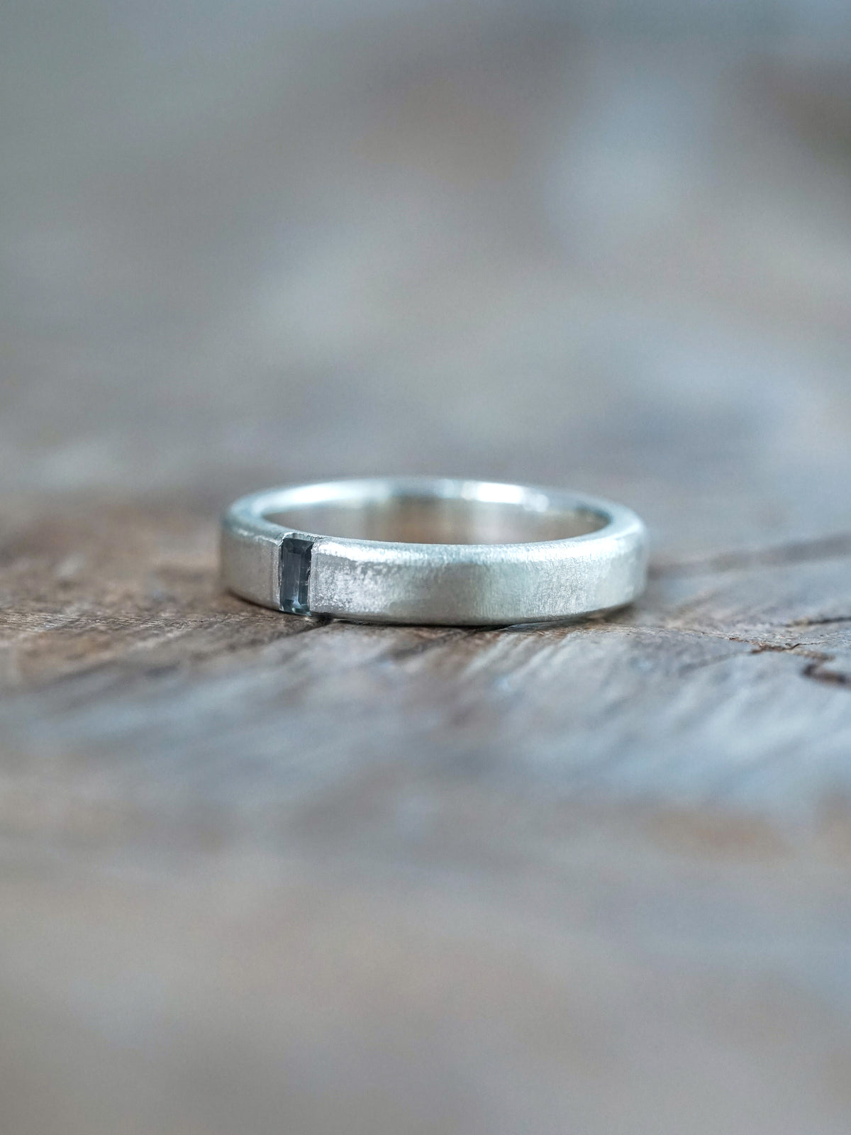 Men's Sapphire Wedding Band in Sterling Silver