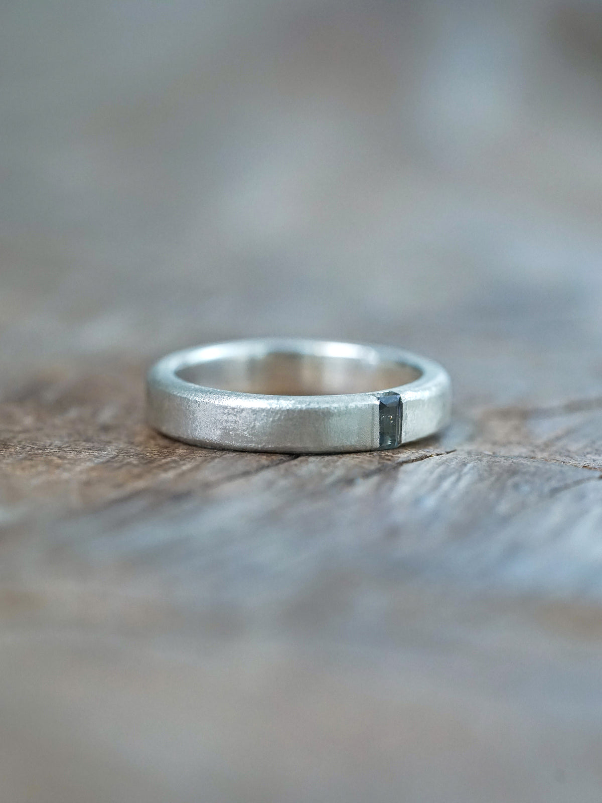 Men's Sapphire Wedding Band in Sterling Silver