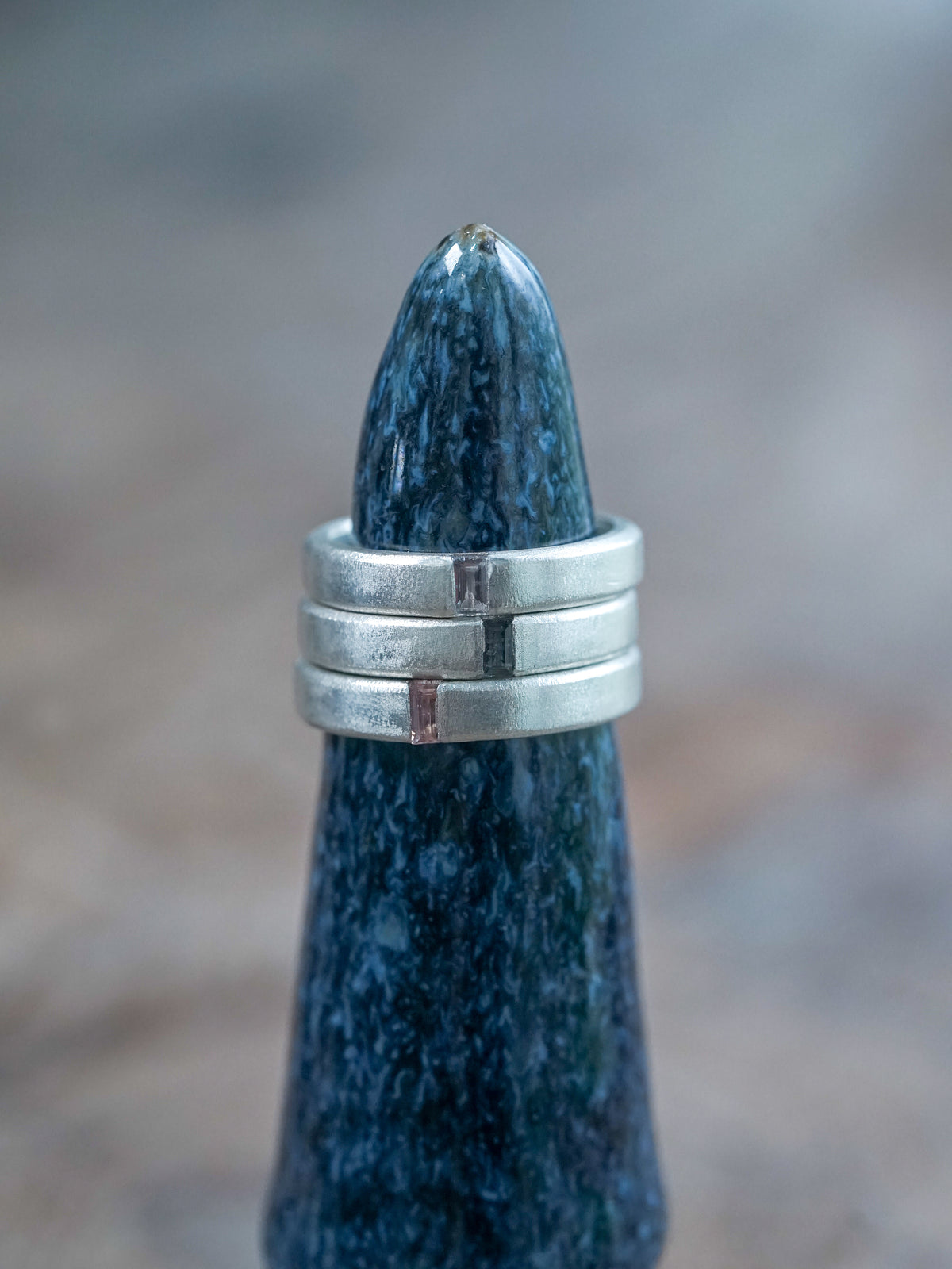 Men's Sapphire Wedding Band in Sterling Silver