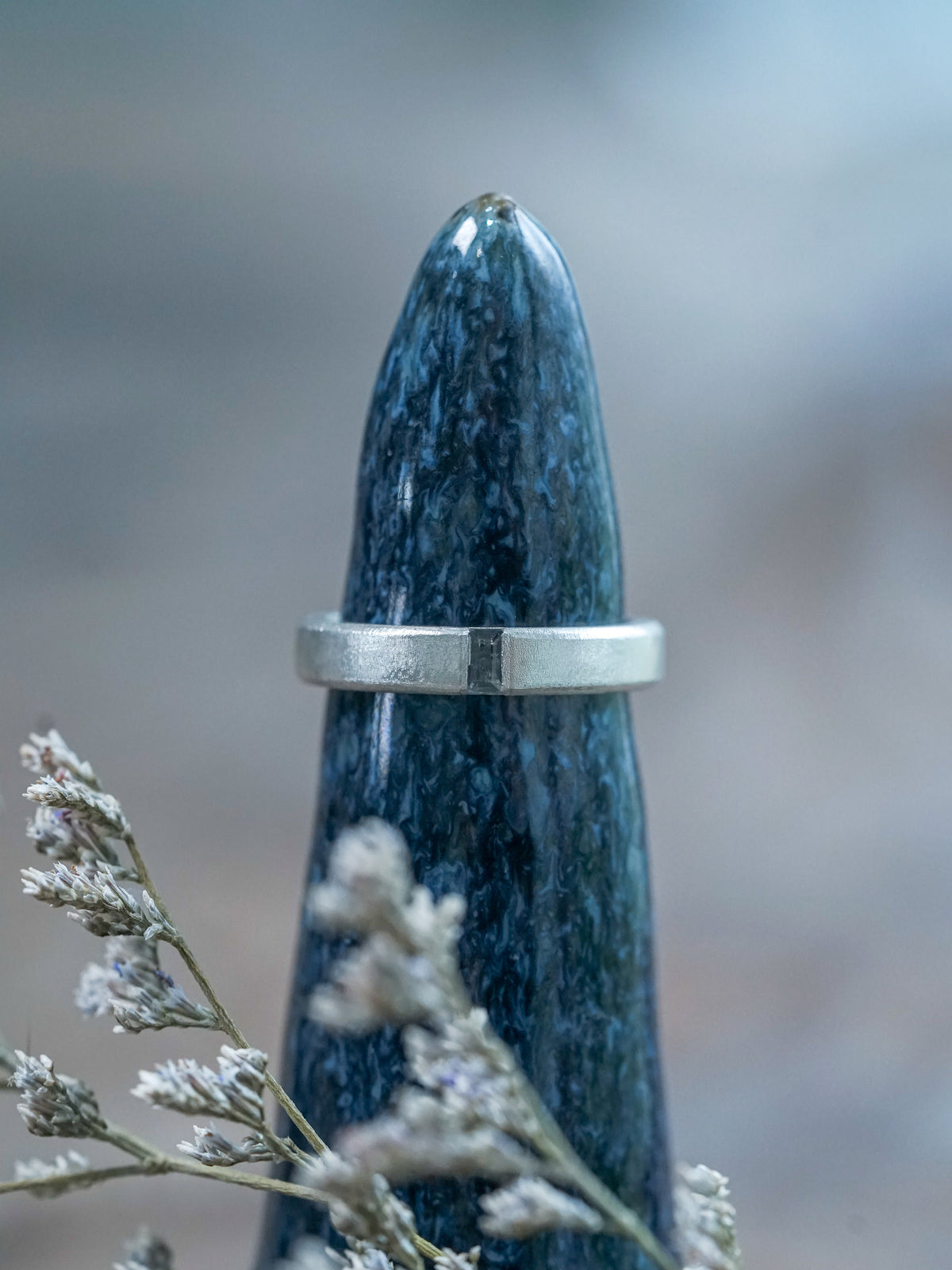 Men's Sapphire Wedding Band in Sterling Silver