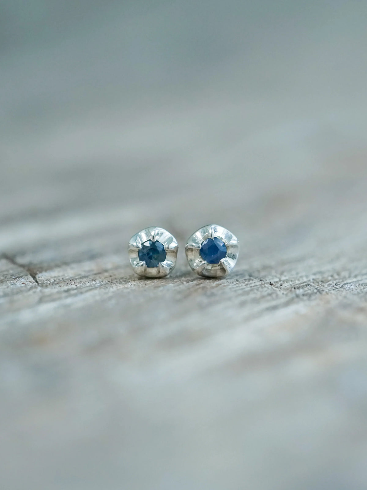 Sapphire Flower Stud Earrings