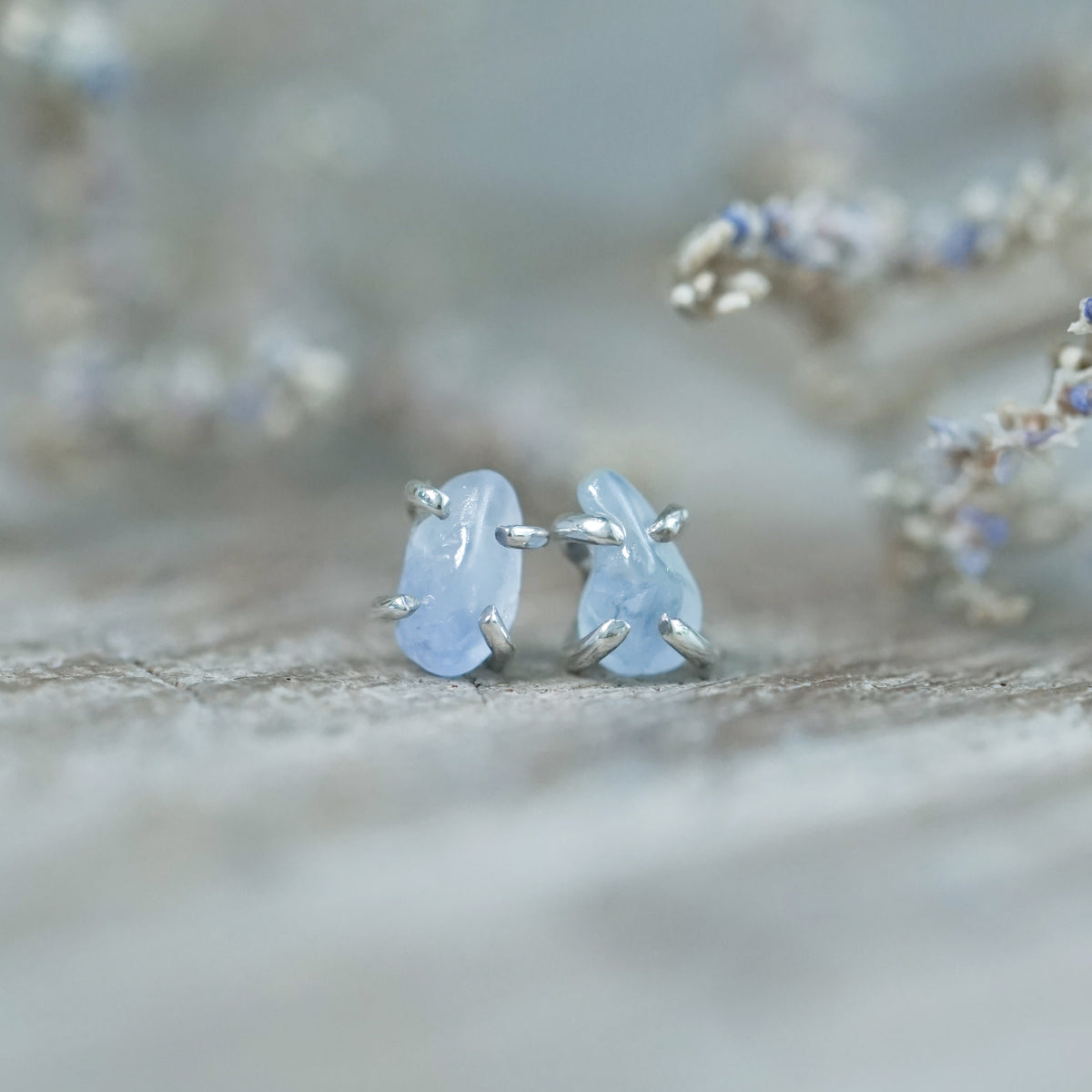 Sapphire Pebble Earrings in Silver