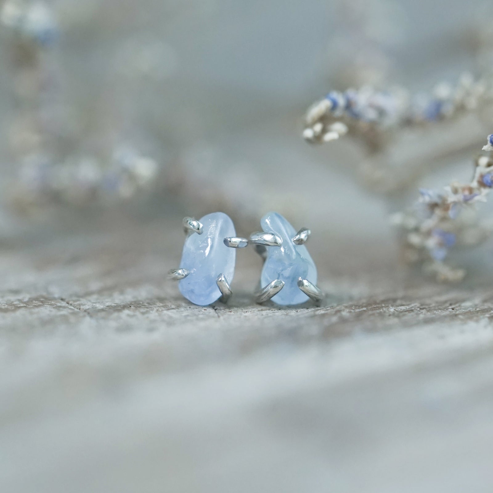 Sapphire Pebble Earrings in Silver
