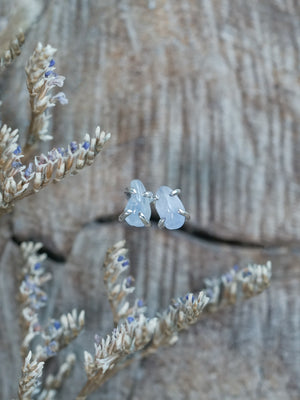 Sapphire Pebble Earrings in Sterling Silver
