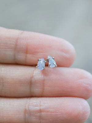 Sapphire Pebble Stud Earrings in Silver