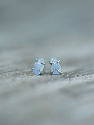 Sapphire Pebble Stud Earrings in Sterling Silver