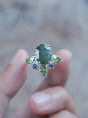 Sapphire, Peridot, and Opal Ring Set | Nesting Ring