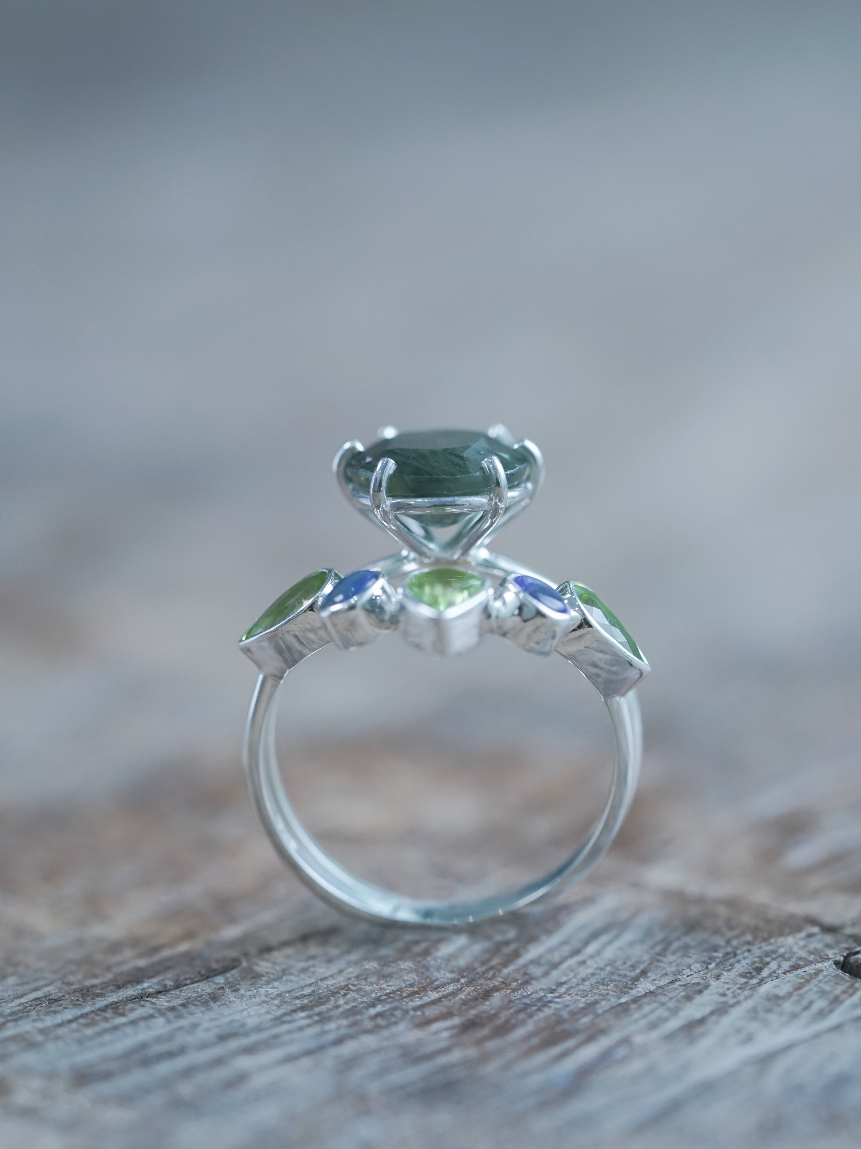 Sapphire, Peridot and Opal Ring Set Gardens of the Sun Ethical