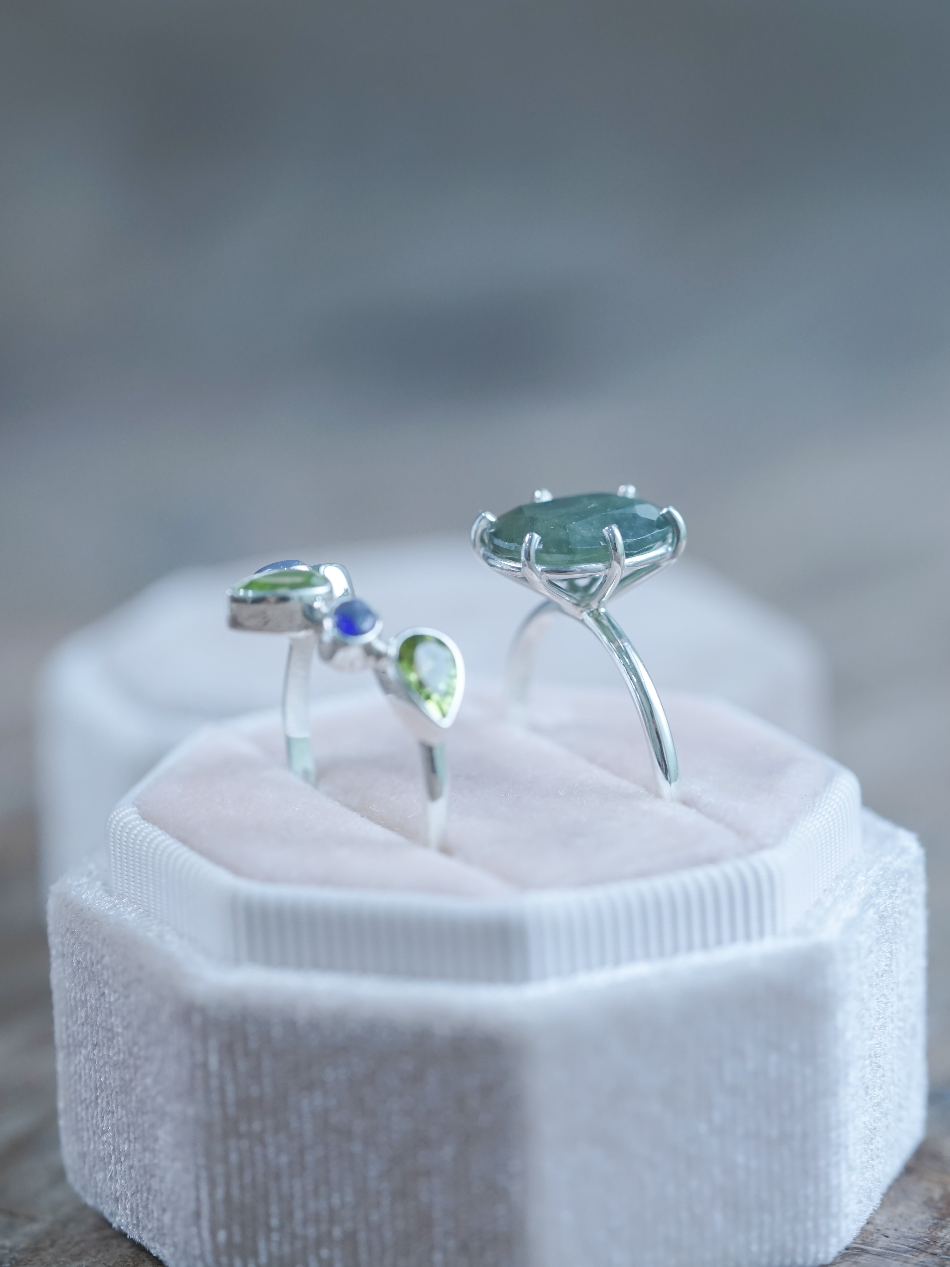 Sapphire, Peridot and Opal Ring Set Gardens of the Sun Ethical