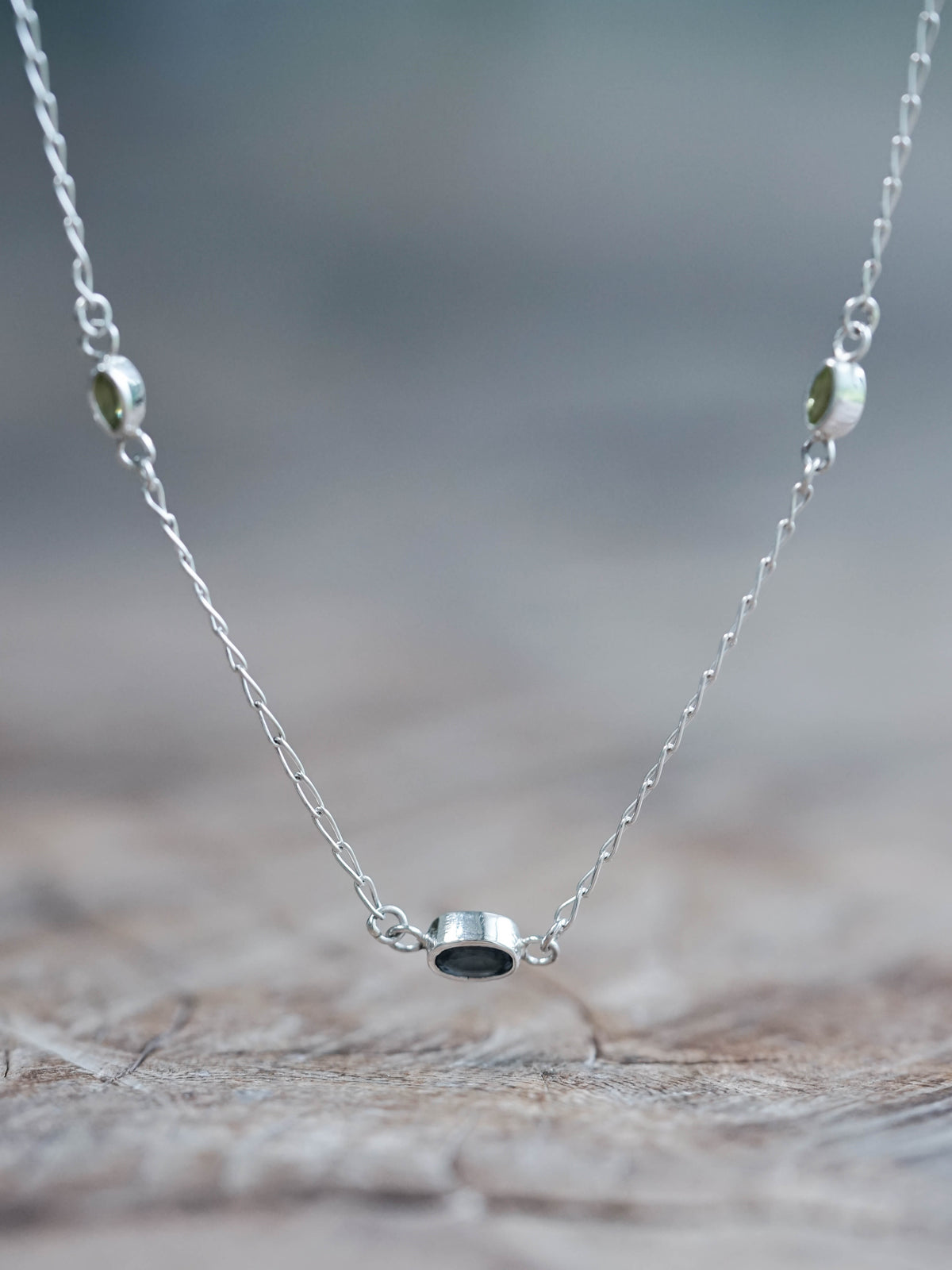Sapphire, Peridot and Moonstone Necklace