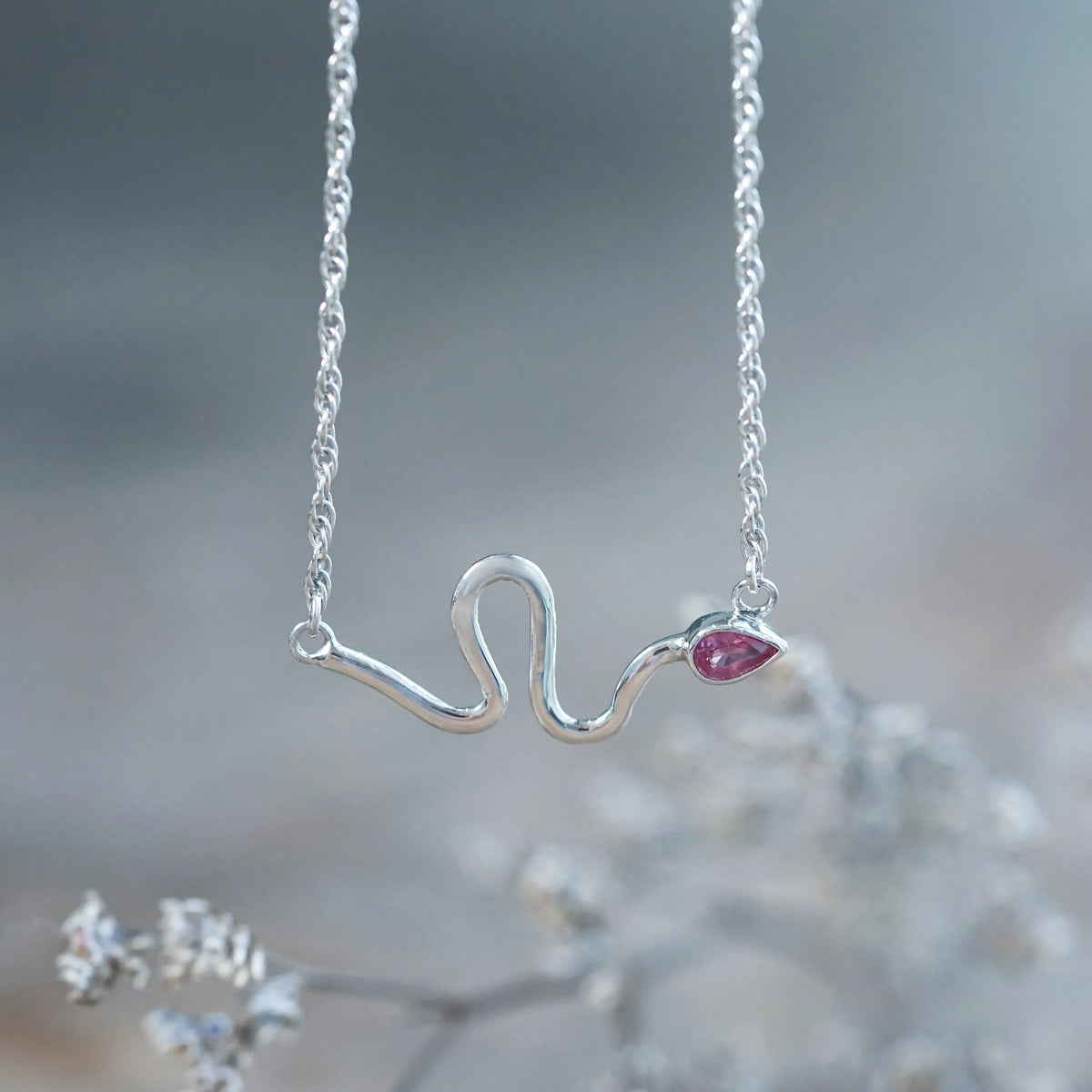 Sapphire Snake Charm Necklace