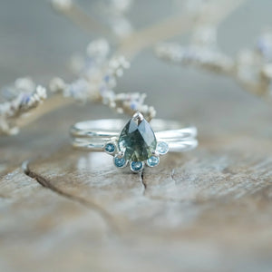 Sapphire and Aquamarine Ring Set in Sterling Silver