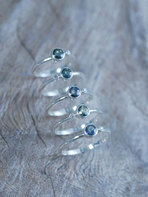 Sapphire and Salt and Pepper Diamond Rings