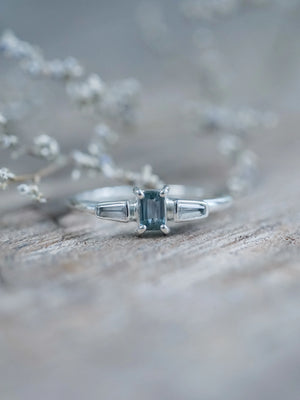 Sapphire and Zircon Ring in Sterling Silver