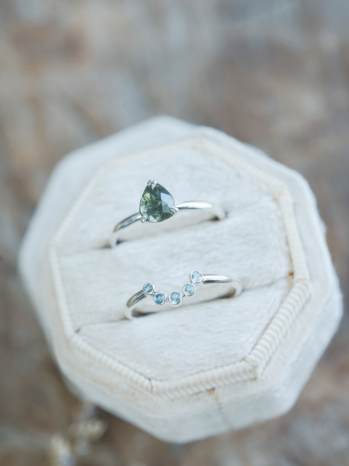 Sapphire and Aquamarine Ring Set