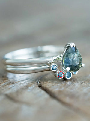 Sapphire and Aquamarine Ring Set