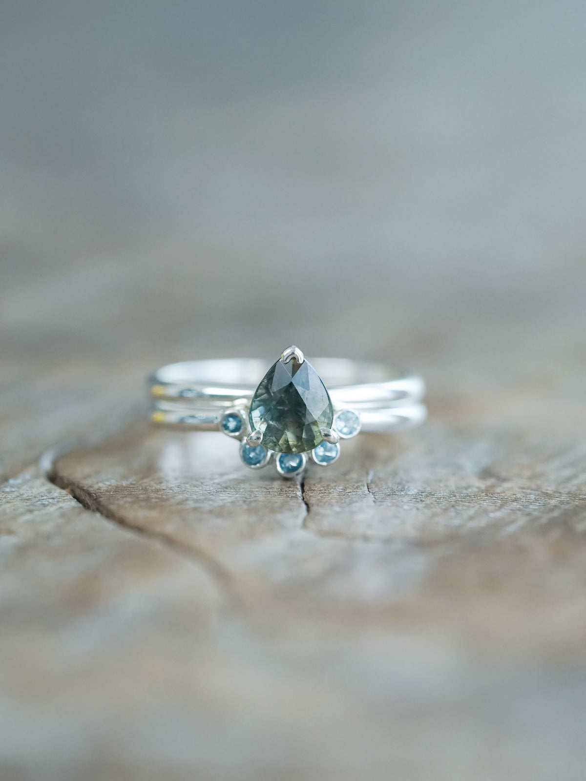 Sapphire and Aquamarine Ring Set