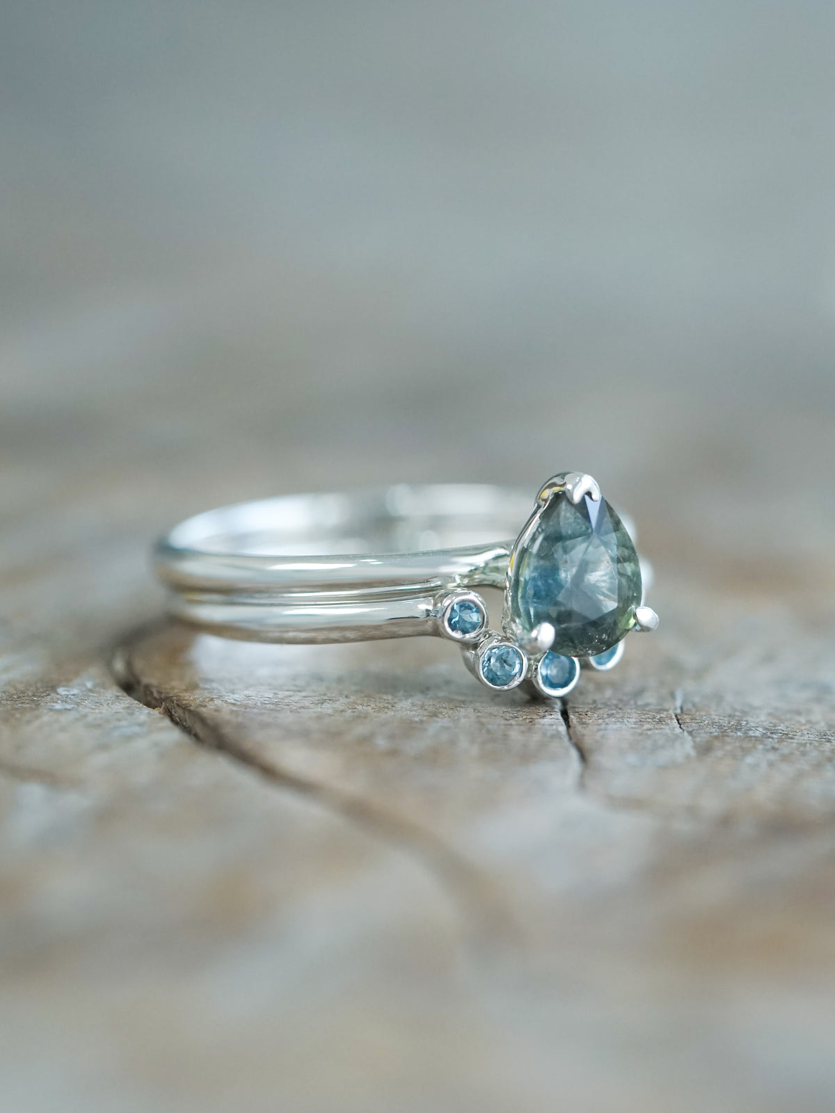 Sapphire and Aquamarine Ring Set