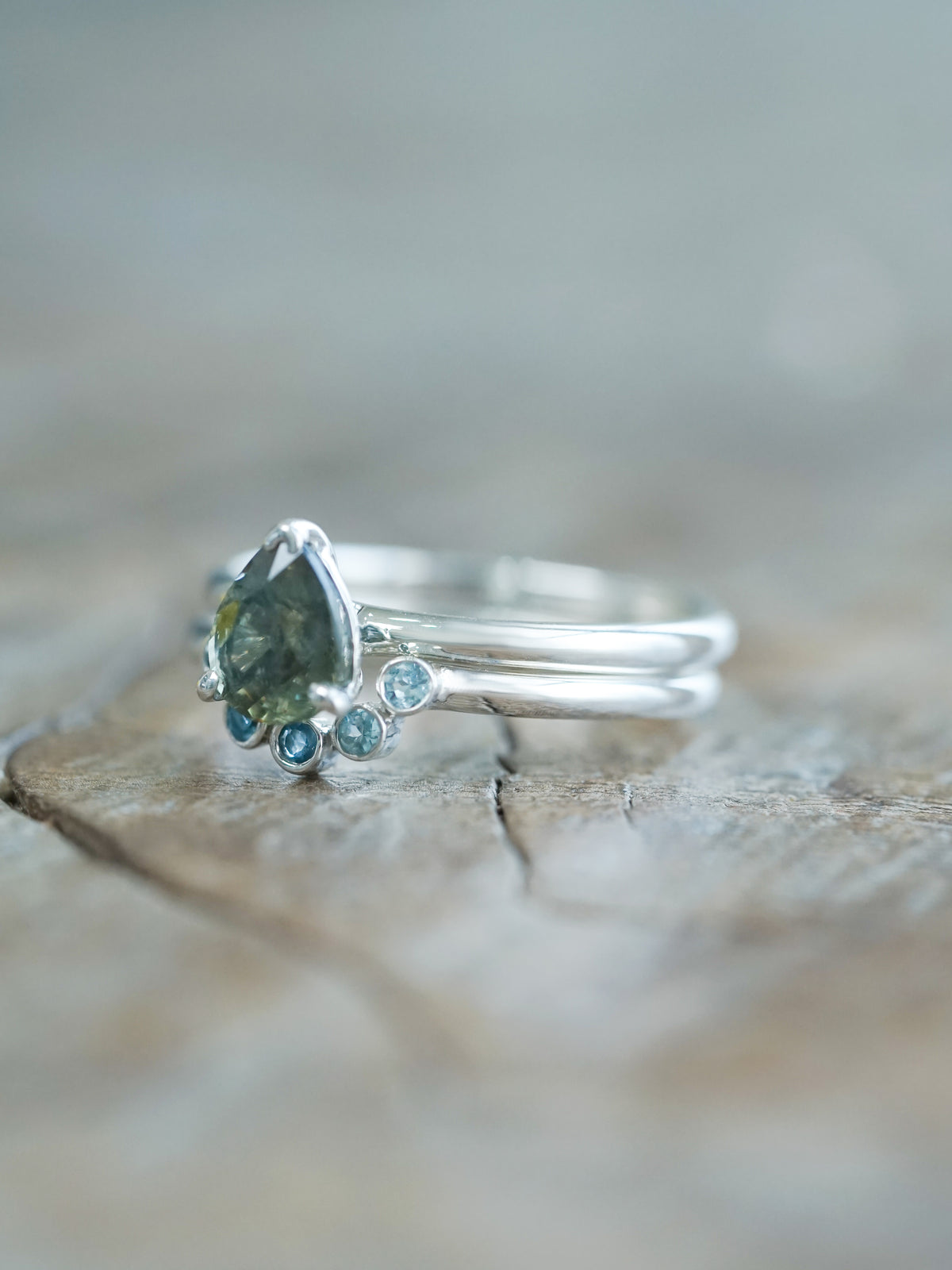 Sapphire and Aquamarine Ring Set