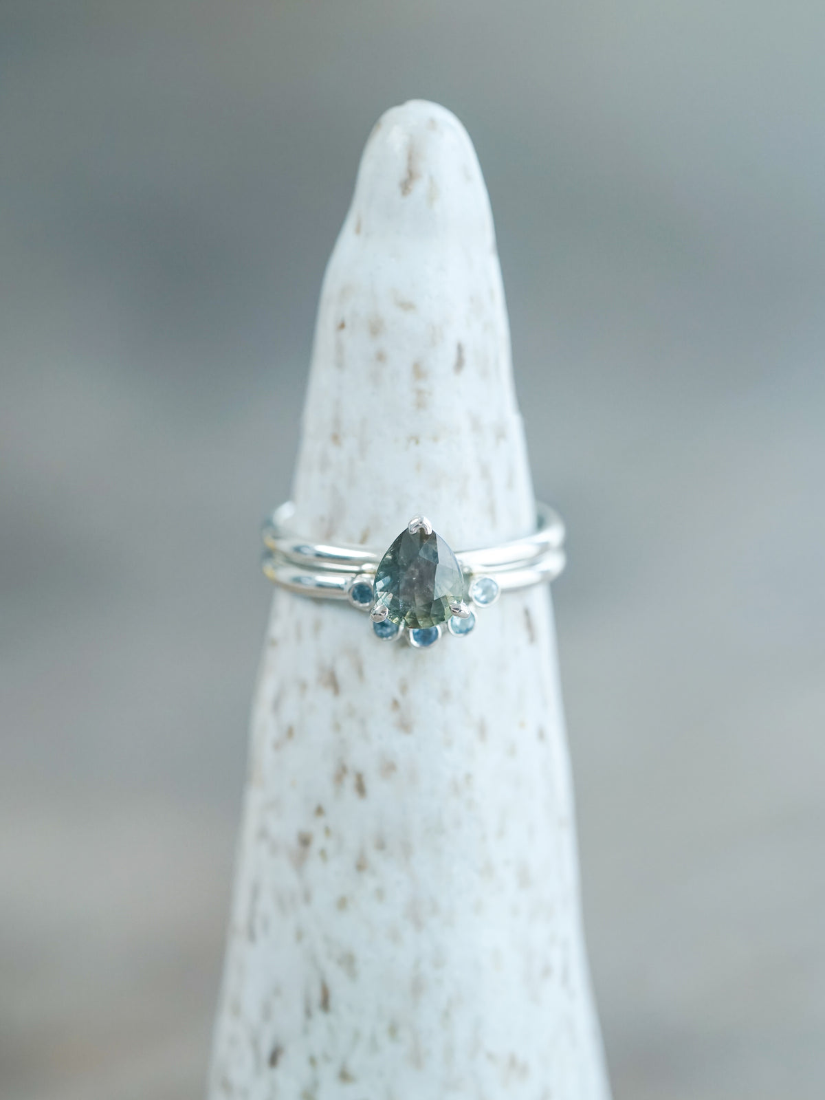 Sapphire and Aquamarine Ring Set