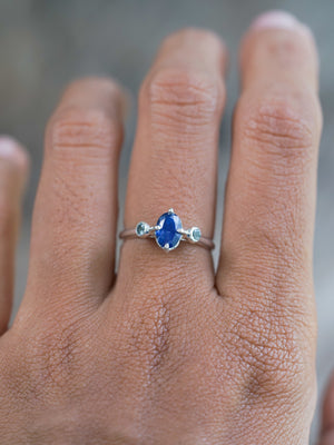 Sapphire and Aquamarine Ring with Prongs - Gardens of the Sun | Ethical Jewelry