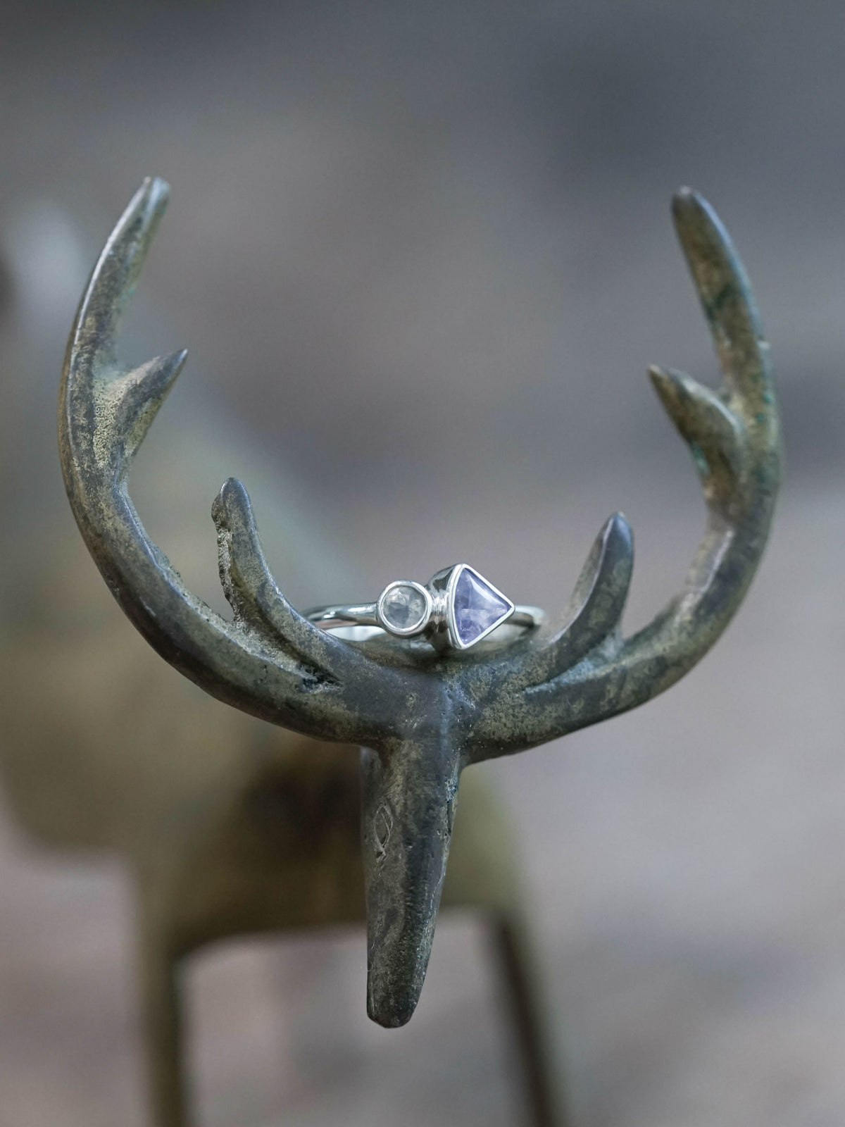 Sapphire and Moonstone Ring in Sterling Silver