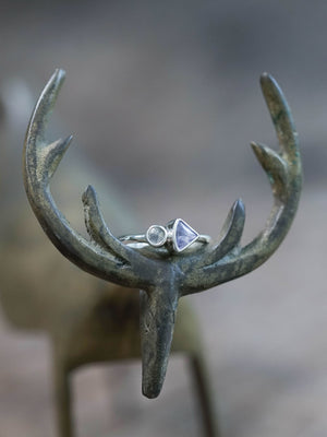 Sapphire and Moonstone Ring in Sterling Silver