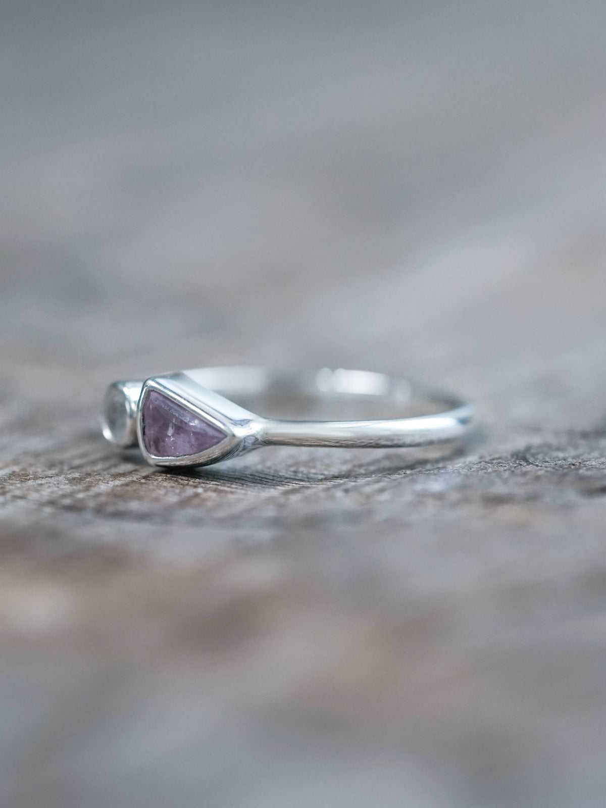 Sapphire and Moonstone Ring in Sterling Silver