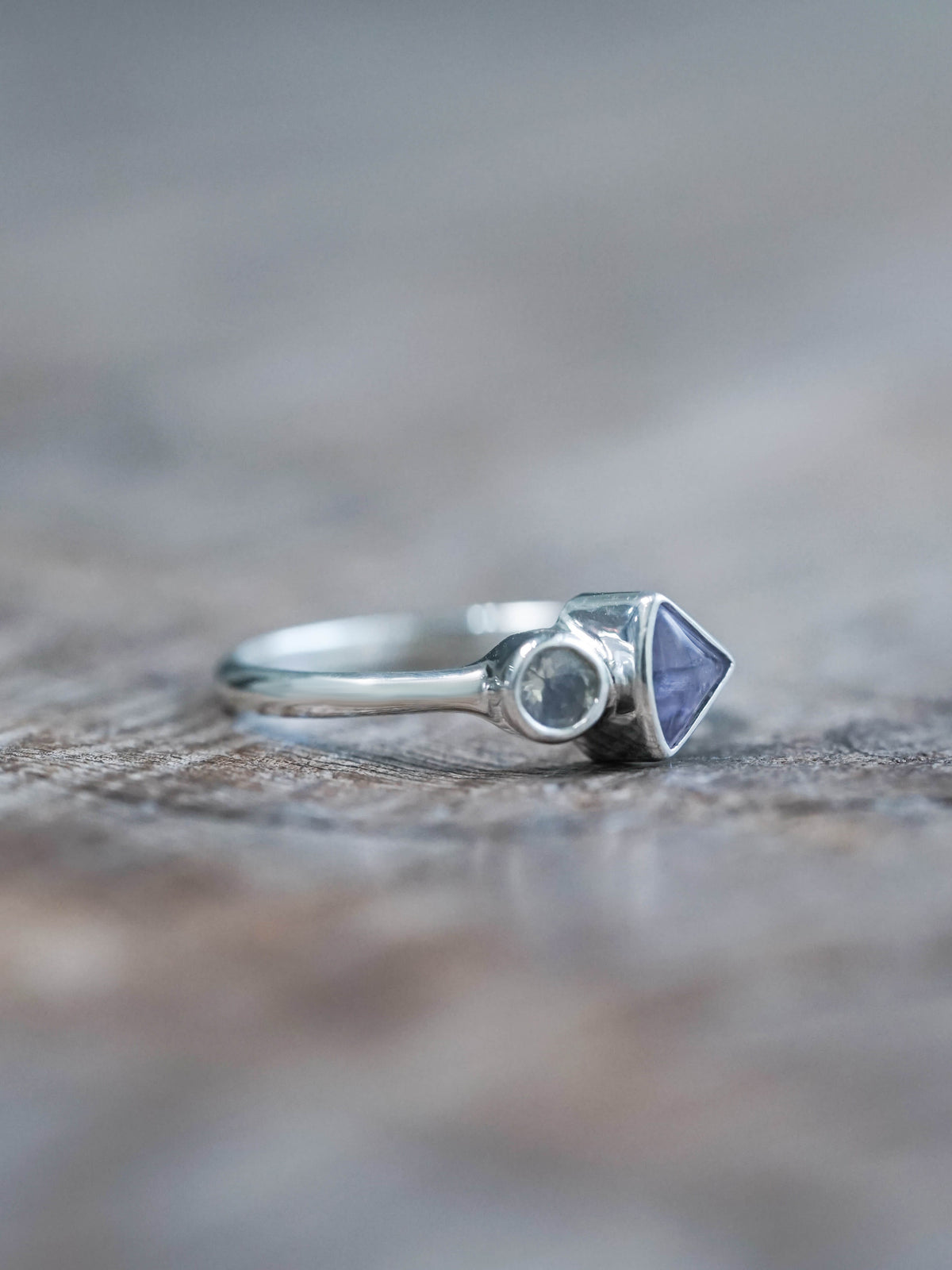 Sapphire and Moonstone Ring in Sterling Silver