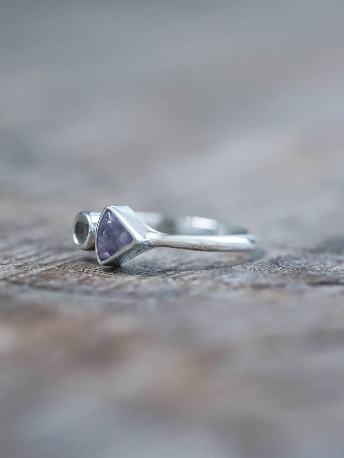 Sapphire and Moonstone Ring in Sterling Silver