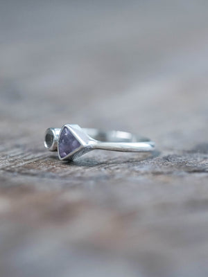 Sapphire and Moonstone Ring in Sterling Silver