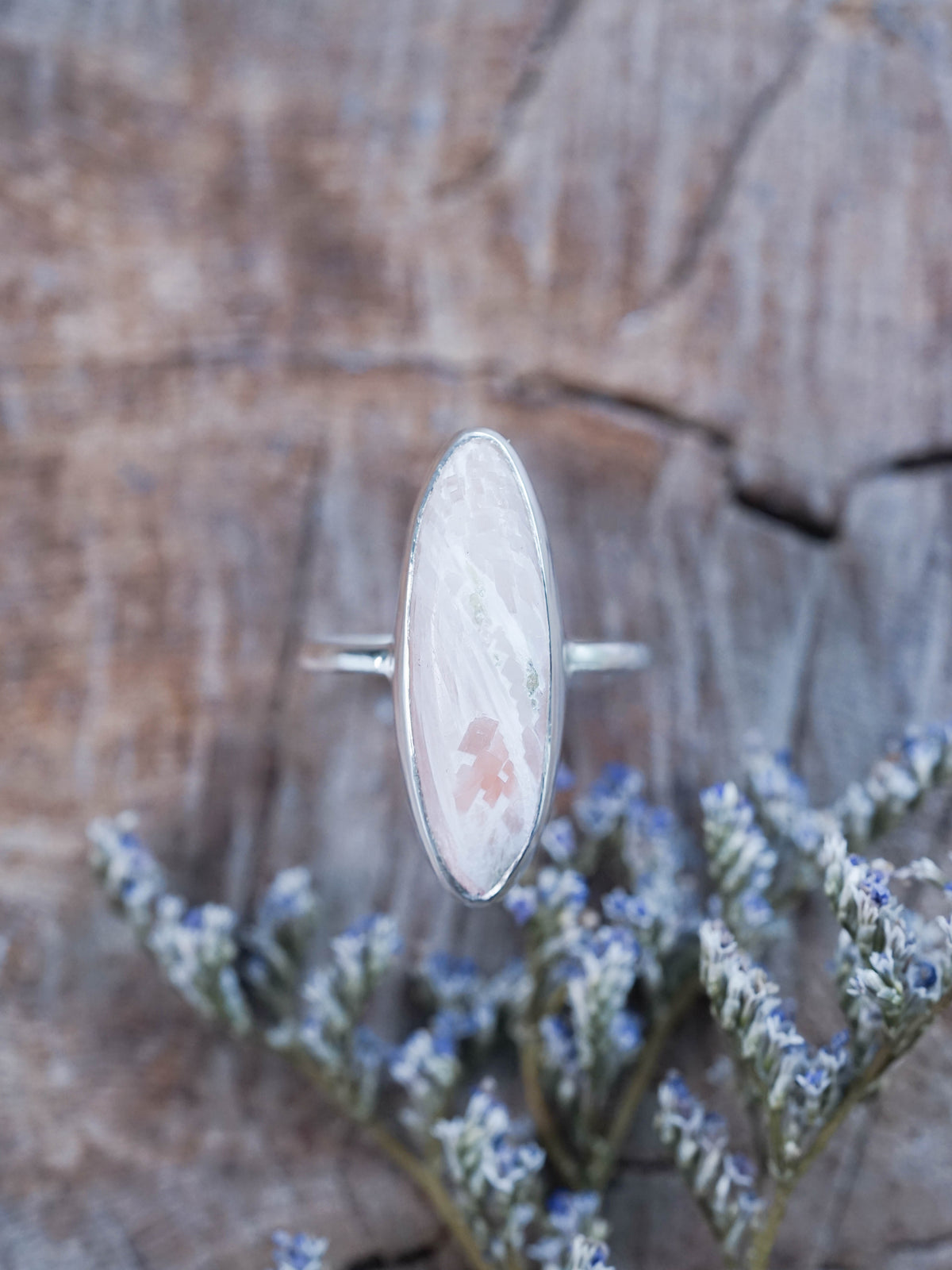 Scolecite Ring in Recycled Sterling Silver
